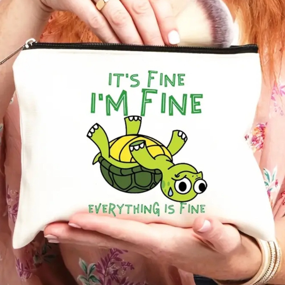 NEW TURTLE 🐢 MAKEUP BAG “IT’S FINE I’M FINE EVERYTHING IS FINE”
